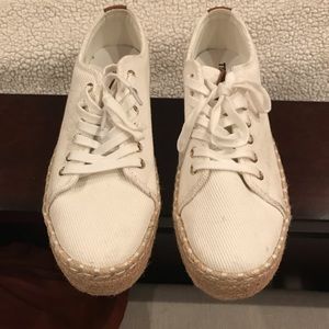 Tretorn White Canvas Espadrille-Style Sneakers with Natural Jute Sole